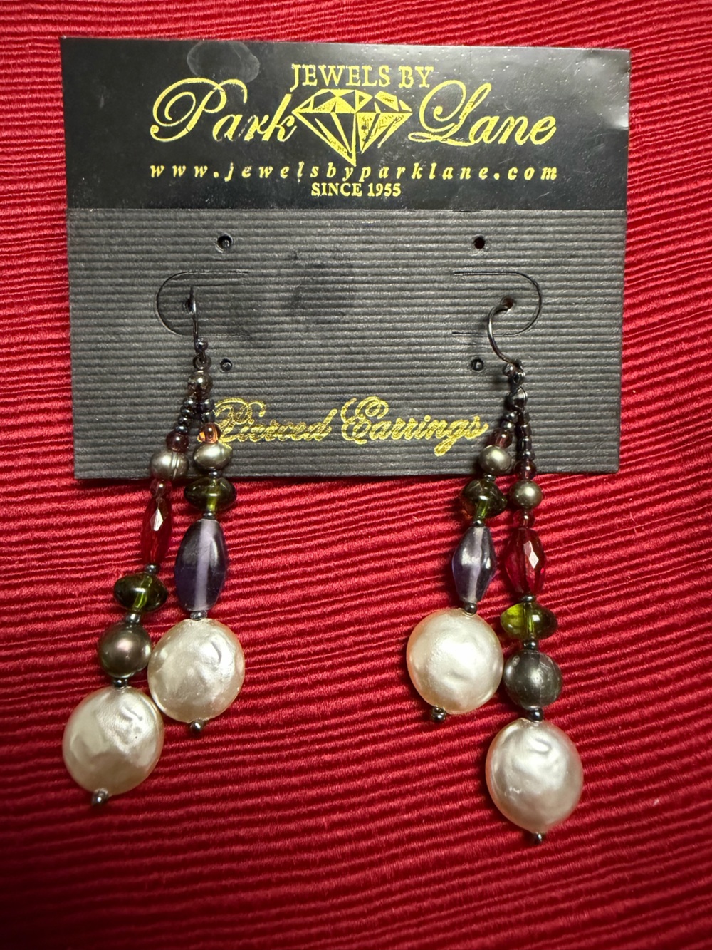 Park Lane Pearl Multicolor Beaded Dangle Earrings NWT Retired
